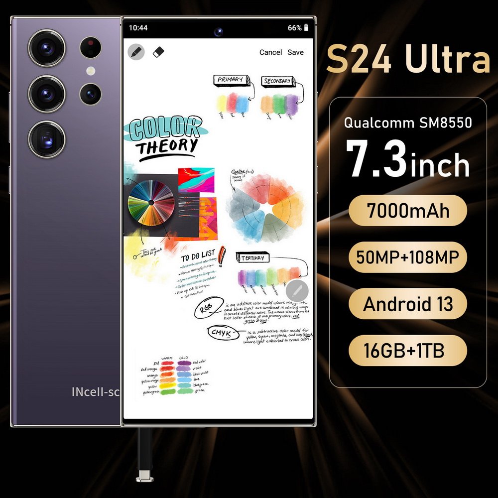 2024 New HD Hot Selling 5G Smart Phone Built-in S Pen Facial Recognition Fingerprints Unlocking Mobile Phone